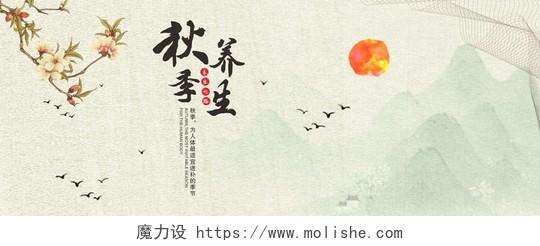 秋季养生中国风水墨画简约平面设计展板